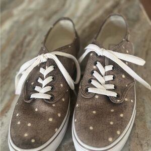 Vans Polka Dot Canvas Low-Top Sneakers in Taupe with White Laces